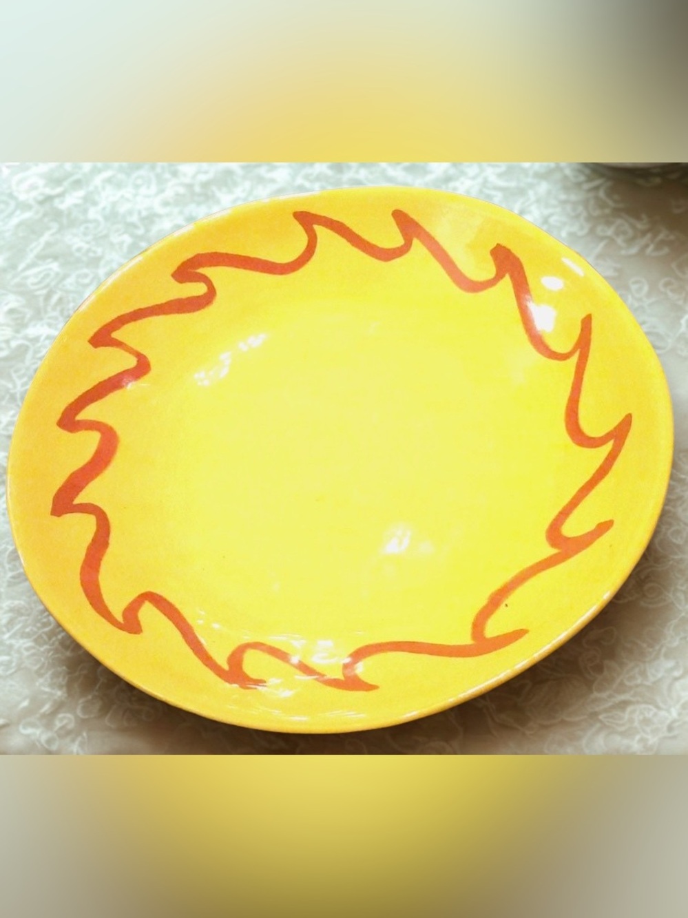 Threshold Coastal Red Wave Yellow salad dinner bowl.